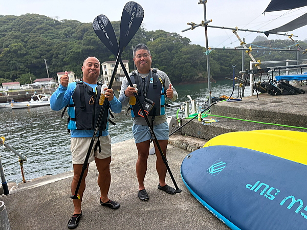 西伊豆・田子でのSUP体験ロングコーススタート時の様子